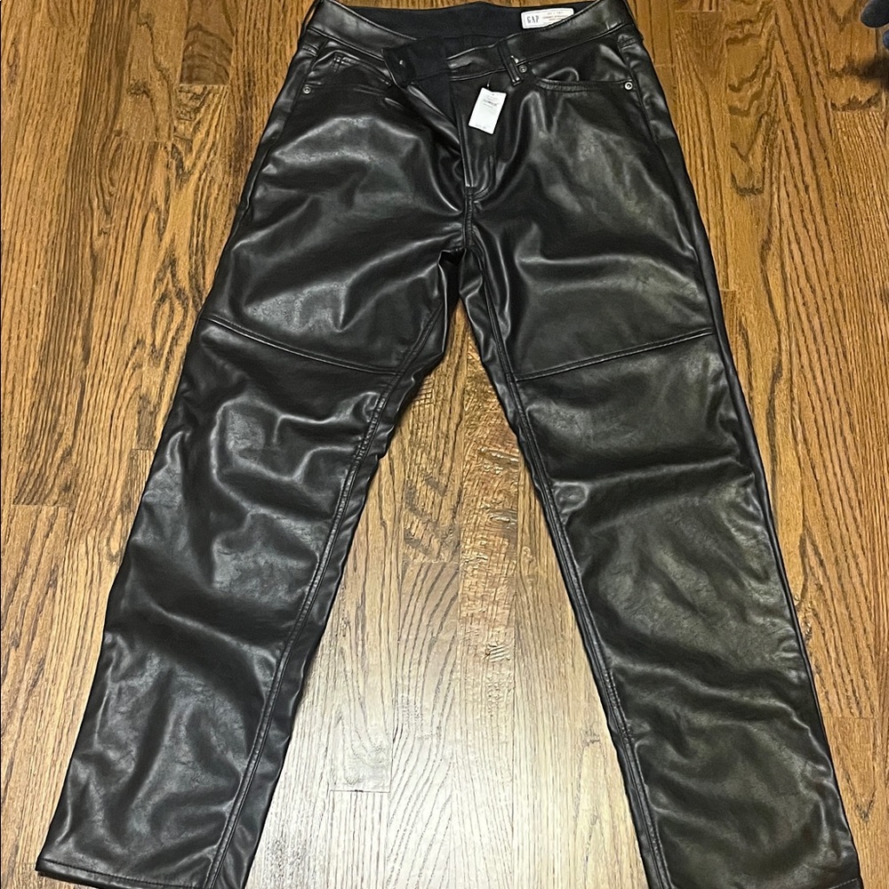 GAP Black Faux Leather Pants